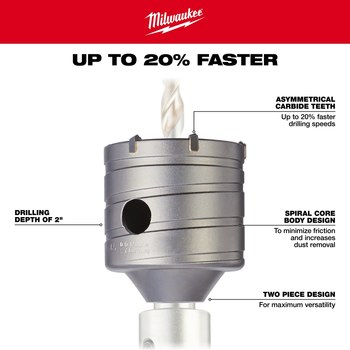 Milwaukee 2-9/16 in SDS-Plus Core Bit 48-20-5230 - 2 in Overall Length - 2 in Flute - Carbide Tipped - SDS-Plus Shank