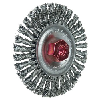 Weiler Roughneck 13126 Wheel Brush - 4 in Dia - Knotted - Stringer Bead Steel Bristle