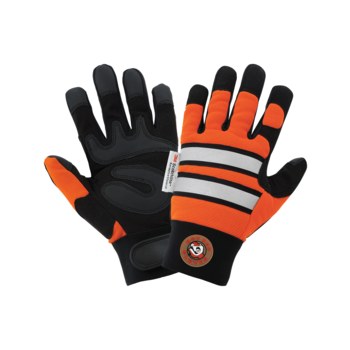 Global Glove Hot Rod HR9000VIS Black/Orange/White Large Synthetic Leather Work Gloves - HR9000VIS/LG