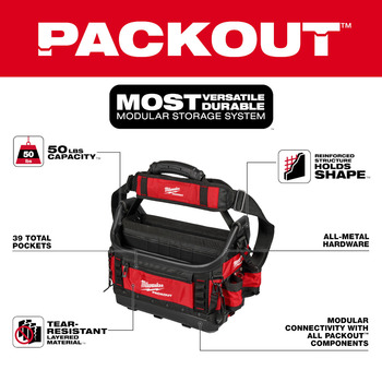 Milwaukee PACKOUT Black/Red Polyester Structured Tote - 18 in Length - 11 in Wide - 48-22-8317