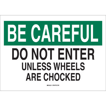 Picture of Brady B-401 High Impact Polystyrene Rectangle White English Wheel Chock Sign part number 22052 (Main product image)
