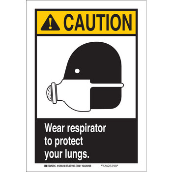 Picture of Brady B-555 Aluminum Rectangle White English Respirator Sign part number 128625 (Main product image)