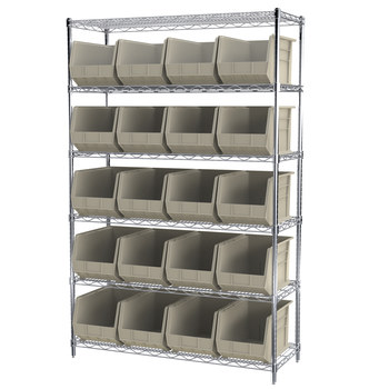 Picture of Akro-Mils AWS184830260 Akrobin 2000 lb Adjustable Stone Chrome Steel Open Fixed Shelving System (Main product image)