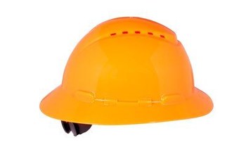 3M H-800 Series Orange High Density Polyethylene Full Brim Hard Hat H-806V - 4-Point Suspension - Ratchet Adjustment