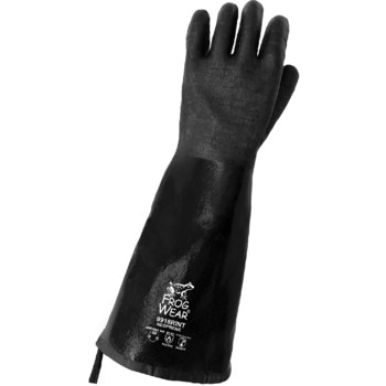 Global Glove FrogWear Black Universal Chemical Handling Gloves - Triple Neoprene Full Coverage Coating - 18 in Length - Rough Finish - 9918RINT