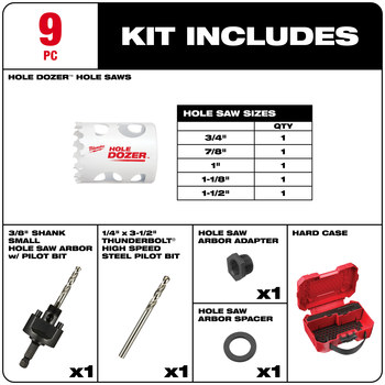 Milwaukee HOLE DOZER Hole Saw Kit 49-22-4006 - 6 TPI - Alloy Steel