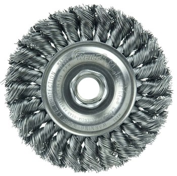 Weiler WEILER 13120V Wheel Brush - 4 in Dia - Standard/Twist Knot Steel Bristle
