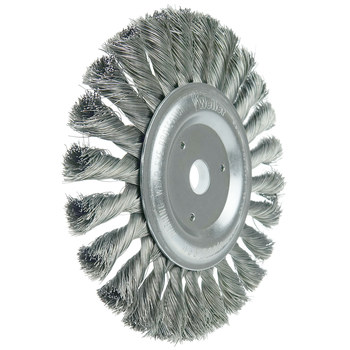 Weiler 08075 Wheel Brush - 6 in Dia - Knotted - Standard Twist Steel Bristle