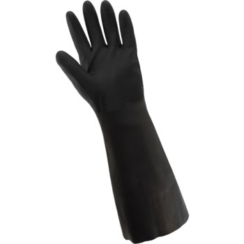 Global Glove FrogWear Black One Size Fits All Supported Chemical-Resistant Gloves - 15 in Length - Rough Finish - 22 mil Thick - 245CT