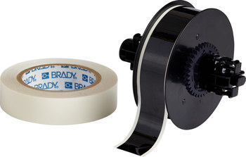 Picture of Brady ToughStripe Black Indoor Polyester Thermal Transfer B30C-1125-483BK-KT Printable Floor Marking Tape with Overlaminate (Main product image)