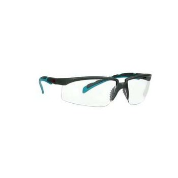 3M Solus 2000 Series Safety Glasses S2001SGAF-BGR - Scotchgard Anti-Fog Clear Lens - Gray/Teal Ratcheting Temples