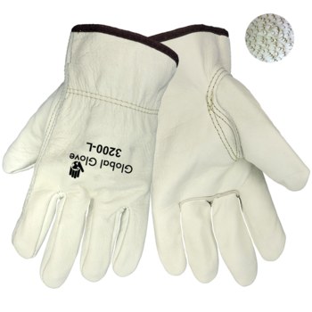 Global Glove 3200-LT Gray Medium Grain Cowhide Leather Driver's Gloves - Keystone Thumb - 3200-LT/MD
