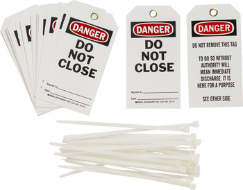 Picture of Brady Black / Red on White Metal Grommet, Self-Laminating Polyester 76173 Equipment Safety Tag (Main product image)