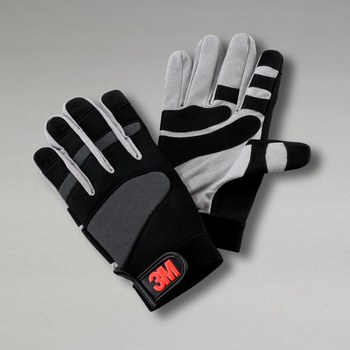 Picture of 3M WG WGM-1 Black/Gray Medium Synthetic Leather Full Fingered Work Gloves (Main product image)