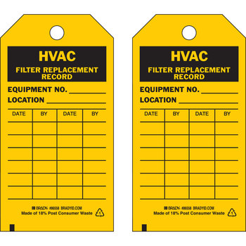 Picture of Brady Black on Yellow Metal Grommet, Self-Laminating, Write-On Polyester General Inspection 86558 General Inspection Tag (Main product image)