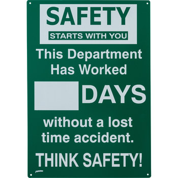 Picture of Brady Prinzing Polyethylene Rectangle Green English Safety Record Sign part number SM793E (Main product image)