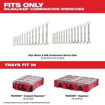 Milwaukee 3.9 in Metric and SAE Combination Wrench Tray Set 48-22-9485T - Polypropylene