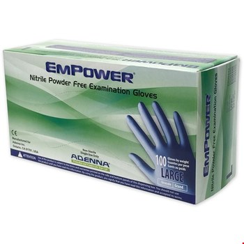 Adenna EMPOWER Blue Large Powder Free Disposable Gloves - 9 in Length - 8 mil Thick - EPW446
