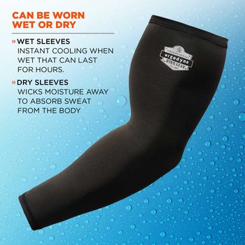 Ergodyne Chill-Its Cooling Arm Sleeve 6690 12384 - Size Large - Black