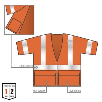 Ergodyne Glowear High-Visibility Vest 8320Z 22115 - Size Large/XL - High-Visibility Orange