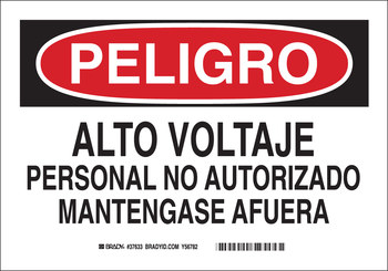 Picture of Brady B-302 Polyester Rectangle White English / Spanish Electrical Safety Sign part number 37633 (Main product image)
