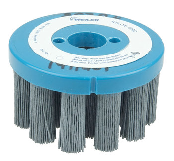 Weiler Nylox Silicon Carbide Bristle Disc - Medium Grade - Unthreaded Hole Attachment - 7/8 in Center Hole - 3 1/2 in Outside Diameter - 0.040 in Bristle Diameter - 85798