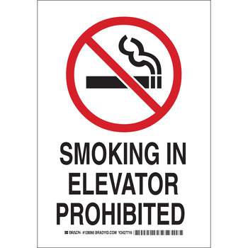 Picture of Brady B-401 Polystyrene Rectangle White English No Smoking Sign part number 128059 (Main product image)