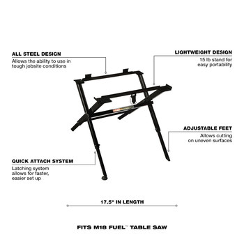 Milwaukee Folding Table Saw Stand - Steel - 48-08-0561