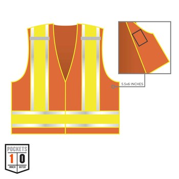 Ergodyne Glowear High-Visibility Vest 8245PSV 23385 - Size Large/XL - High-Visibility Orange