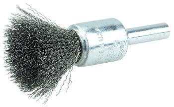Weiler Steel Cup Brush - Unthreaded Stem Attachment - 1/2 in Diameter - 0.006 in Bristle Diameter - 10001
