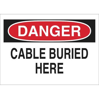Picture of Brady B-302 Polyester Rectangle White English Buried Cable or Line Sign part number 89098 (Main product image)