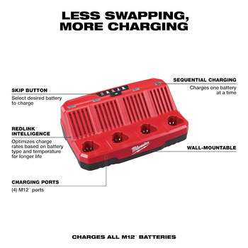 Milwaukee M12 4-Bay Sequential Charger 48-59-1204