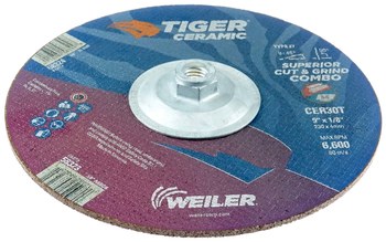 Weiler Tiger Ceramic Cut & Grind Wheel 58324 - 9 in - Ceramic - 30 - T
