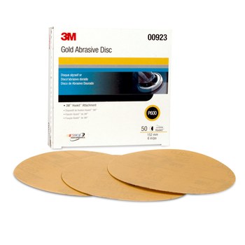 3M Hookit 901 Coated Aluminum Oxide Yellow Hook & Loop Disc - Paper Backing - A Weight - P600 Grit - Extra Fine - 6 in Diameter - 00923