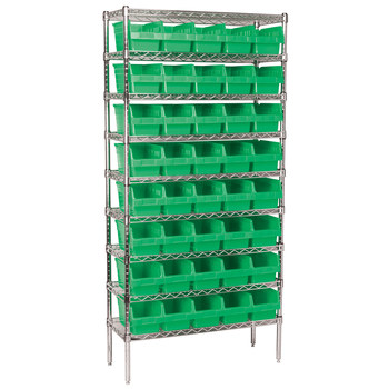 Picture of Akro-Mils AWS143630090 Shelfmax 2000 lb Adjustable Green Chrome Steel Open Fixed Shelving System (Main product image)