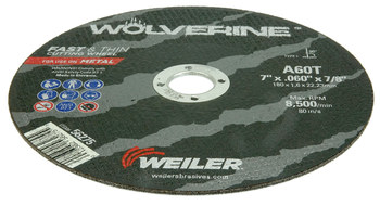 Weiler Wolverine Cutoff Wheel 56275 - Type 1 - Straight Wheel - 7 in - Aluminum Oxide - 60 - T