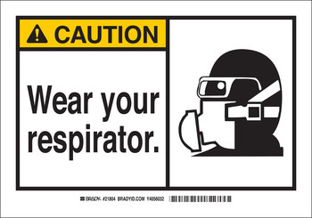 Picture of Brady B-120 Fiberglass Reinforced Polyester Rectangle White English Respirator Sign part number 62816 (Main product image)
