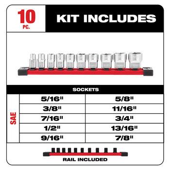 Milwaukee FOUR FLAT 48-22-9403 6 Point Socket Set - Alloy Steel - 3/8 in Drive - 59802