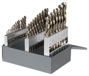 Picture of Cle-Line 1802 1/16 in-1/2 in 135° Right Hand Cut M42 High-Speed Steel - 8% Cobalt Heavy-Duty Jobber Length Drill Set C21121 (Main product image)