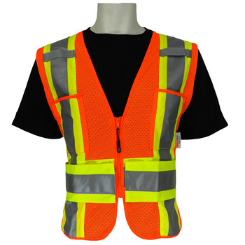 Picture of Global Glove Frogwear GLO-005ADJ Lime/Orange/Yellow 2XL Polyester Mesh High-Visibility Vest (Main product image)