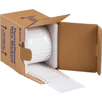 Brady PermaSleeve 3FR-094-2-WT-S-2 Die-Cut Printer Sleeve - 1 in x 0.182 in - Polyolefin - White - B-344 - 89950