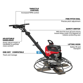 Milwaukee MX FUEL Walk-Behind Trowel MXF336-3HD - 164 lb - 14 in Blade