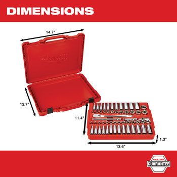 Milwaukee 48-22-9008 6 Point Ratchet & Socket Set - Alloy Steel - 3/8 in Drive - 50878