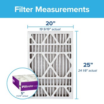 3M Filtrete Ultra Allergen Reduction 20 in x 25 in x 5 in NDP03-5IN-2 MERV 12, 1550 MPR Air Filter - Deep Pleat - 98194