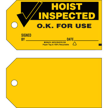 Picture of Brady Black on Yellow Metal Grommet, Write-On Cardstock General Inspection 86762 General Inspection Tag (Main product image)