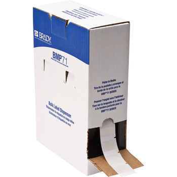 Picture of Brady Clear / White Self-Extinguishing, Self-Laminating Vinyl Thermal Transfer BM71-19-427 Die-Cut Thermal Transfer Printer Label Roll (Main product image)