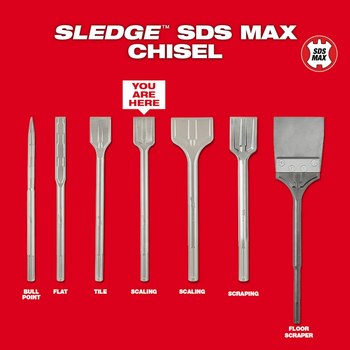 Milwaukee 2 in SDS-Max Chisel Bit 48-62-4084 - 15 in Overall Length - Alloy Steel - SDS-Max Shank