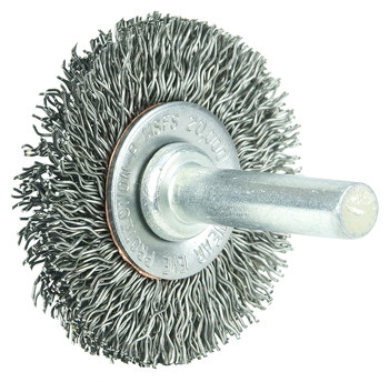 Weiler Stainless Steel Radial Bristle Brush - Unthreaded Stem Attachment - 1.45 in Width x 1.45 in Length - 1-1/2 in1-1/2 in Diameter - 1-1/2 in Outside Diameter - 0.012 in Bristle Diameter - 17973