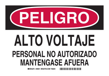 Picture of Brady B-120 Fiberglass Reinforced Polyester Rectangle English / Spanish Electrical Safety Sign part number 39591 (Main product image)