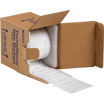 Picture of Brady Permasleeve White Heat-Shrinkable Polyolefin Thermal Transfer 2HX-500-2-WT-SC Die-Cut Thermal Transfer Printer Sleeve (Main product image)